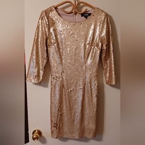Lulu's rose gold sequin long sleeve mini dress size Small